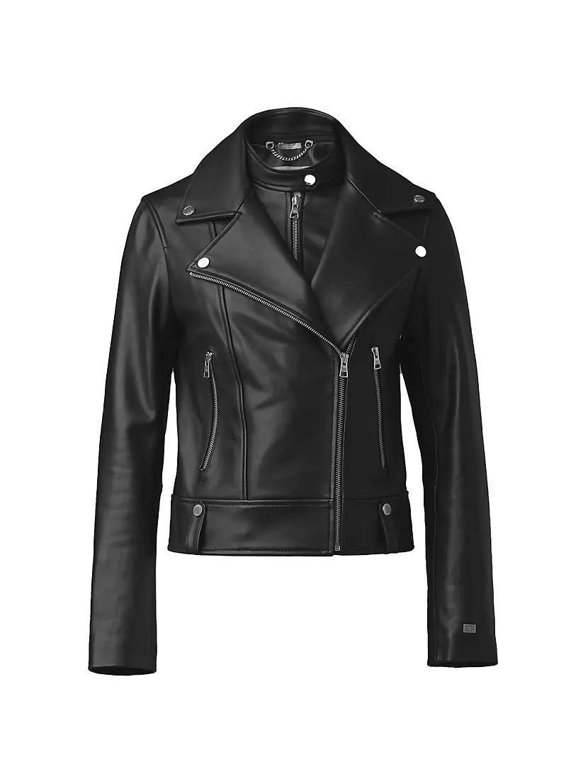 Ryder Fitted Leather Biker Jacket Product Image