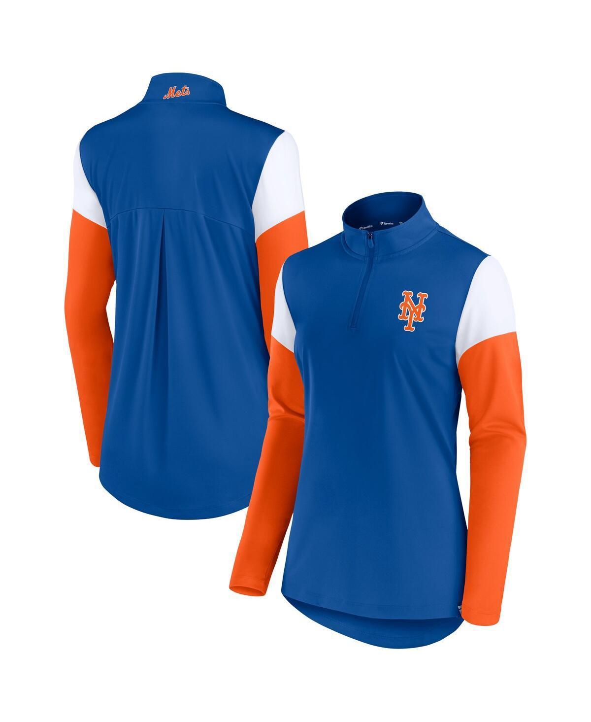 Womens Fanatics Branded Royal/Orange New York Mets Authentic Fleece Quarter-Zip Jacket Product Image