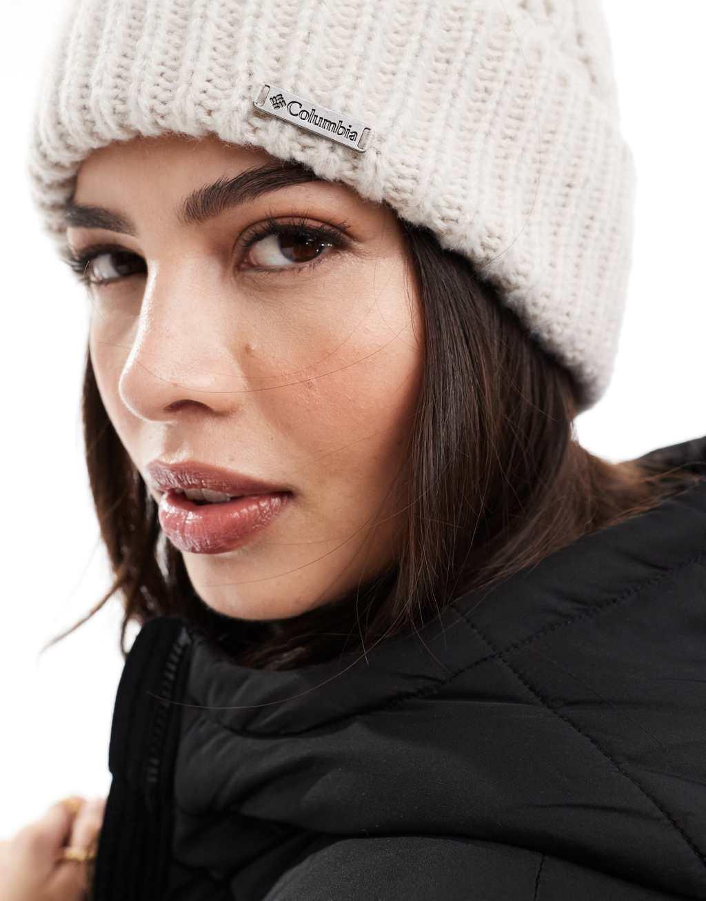 Columbia Boundless days cable knit pom beanie in dark stone Product Image