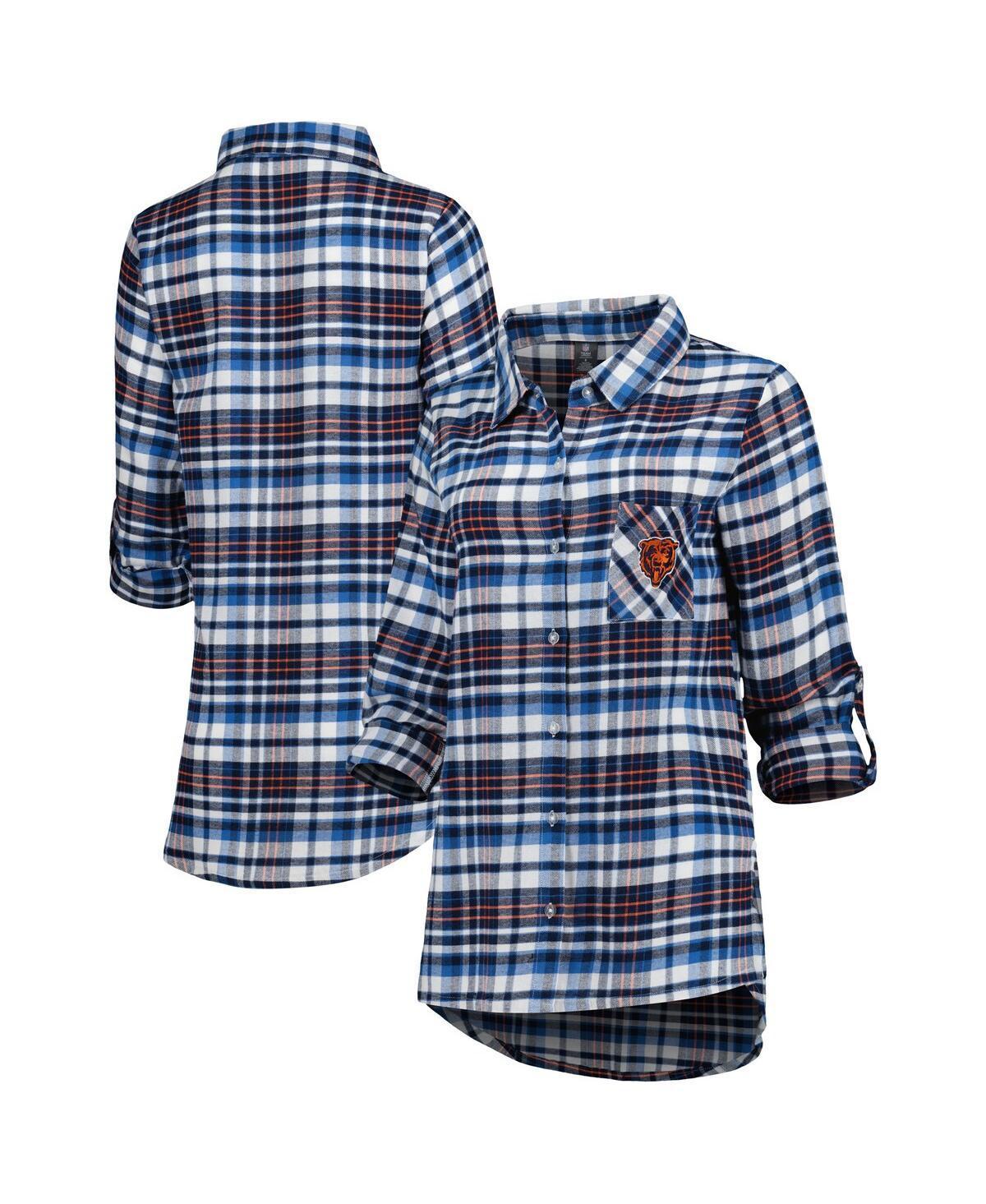 Womens Concepts Sport /Orange Chicago Bears Mainstay Flannel Full-Button Long Sleeve Nightshirt Blue Product Image