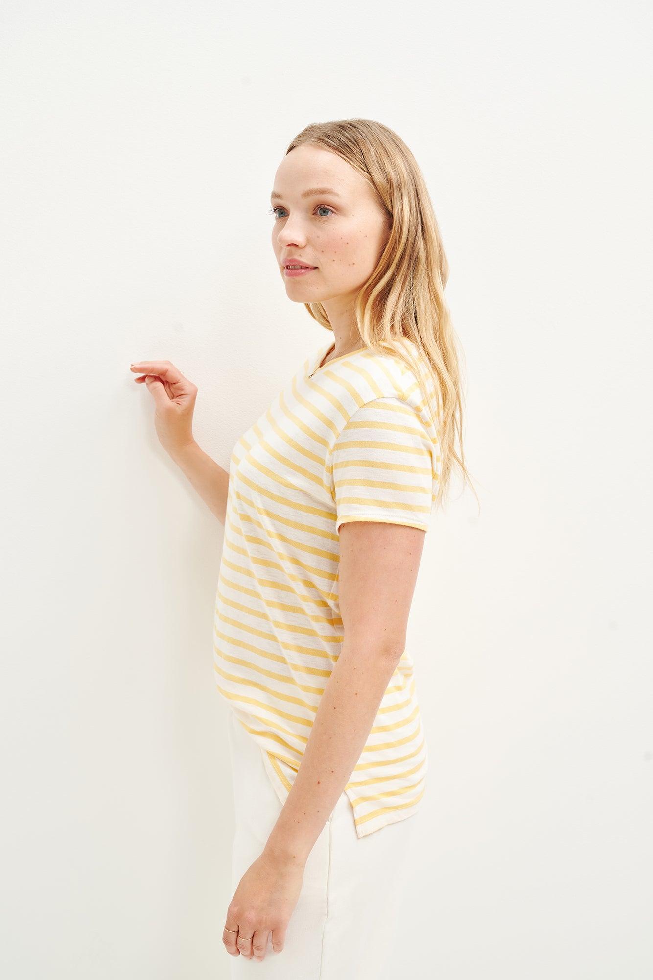 Leif Reverie Slub Tee - Yellow Stripe Slub - ReAmour Product Image