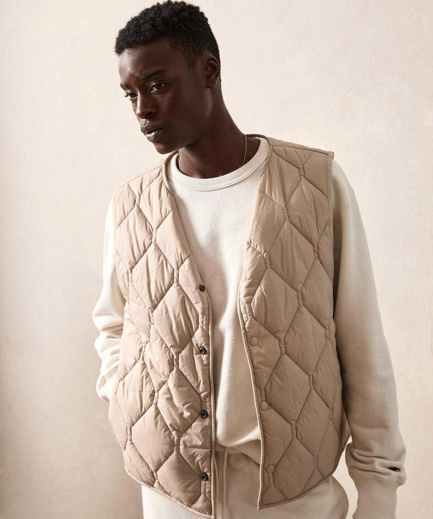 Convertible Quilted Gilet Vest in Khaki Product Image