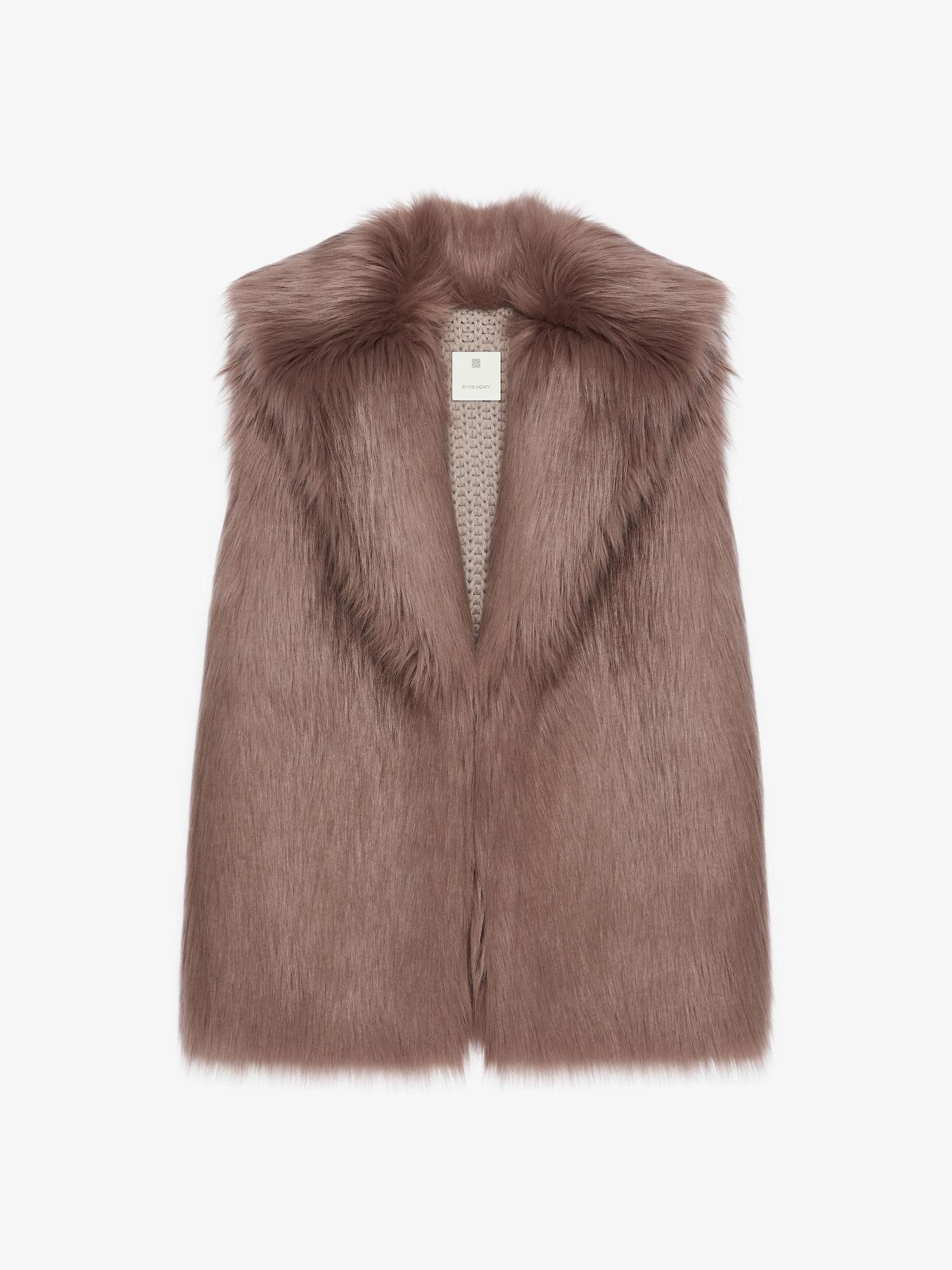 Sleeveless jacket in faux fur and knit Product Image