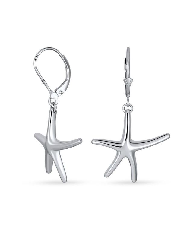 Hawaiian Seaside Escape Tropical Vacation Nautical Dangle Starfish Earrings Simple Large Lever Back.925 Sterling Jewelry for Women and Teens - Product Image