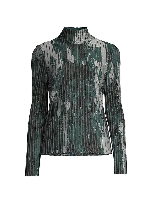 Womens Jacquard Knit Mock Turtleneck Tunic Product Image