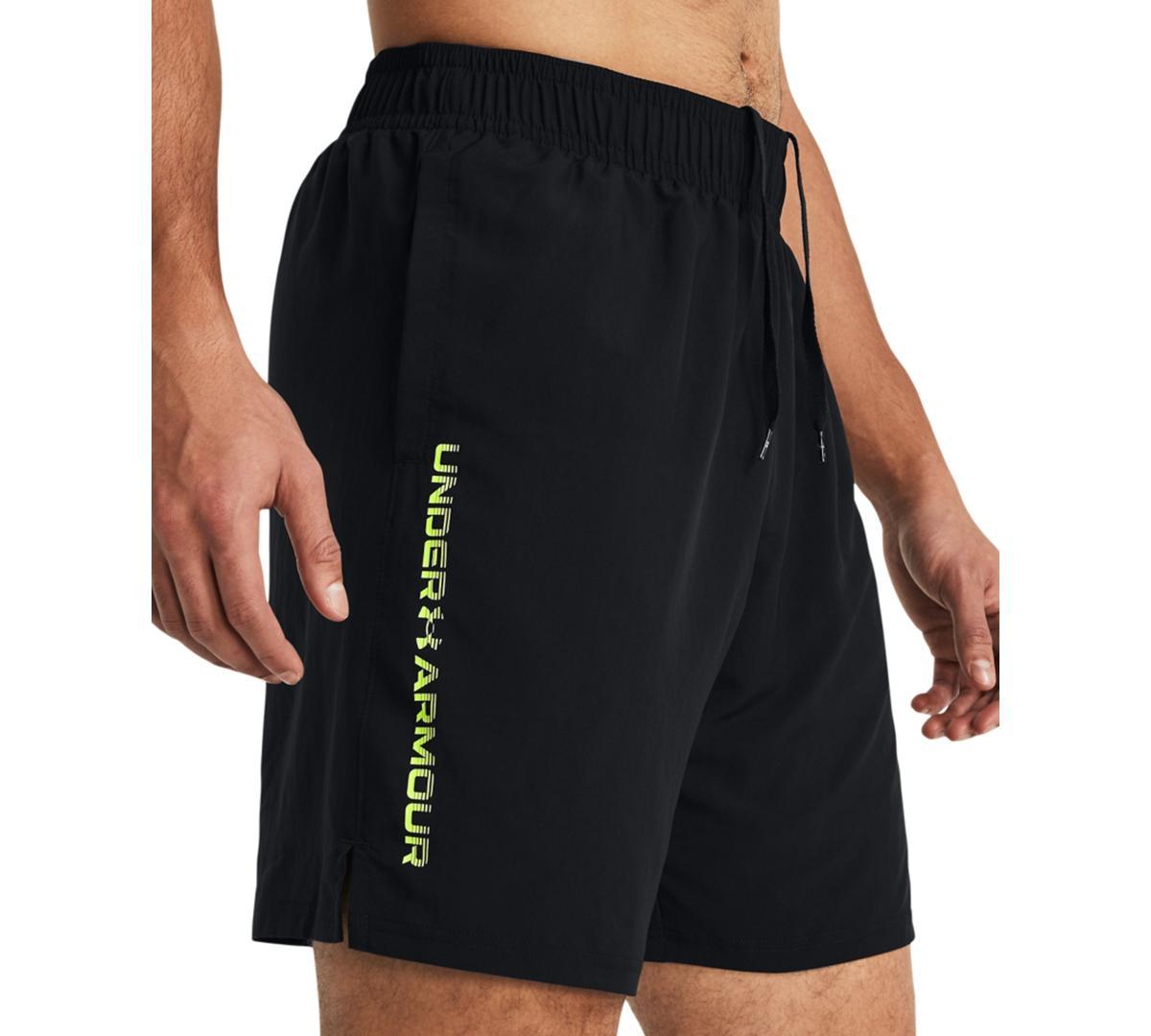 Under Armour Mens Moisture-Wicking Logo-Print 8-1/4 Tech Shorts - Black Product Image