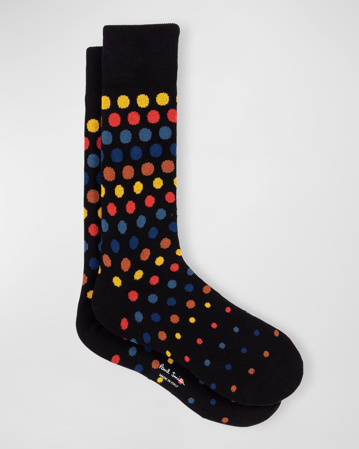 Mens English Spot Polka Dot Crew Socks Product Image