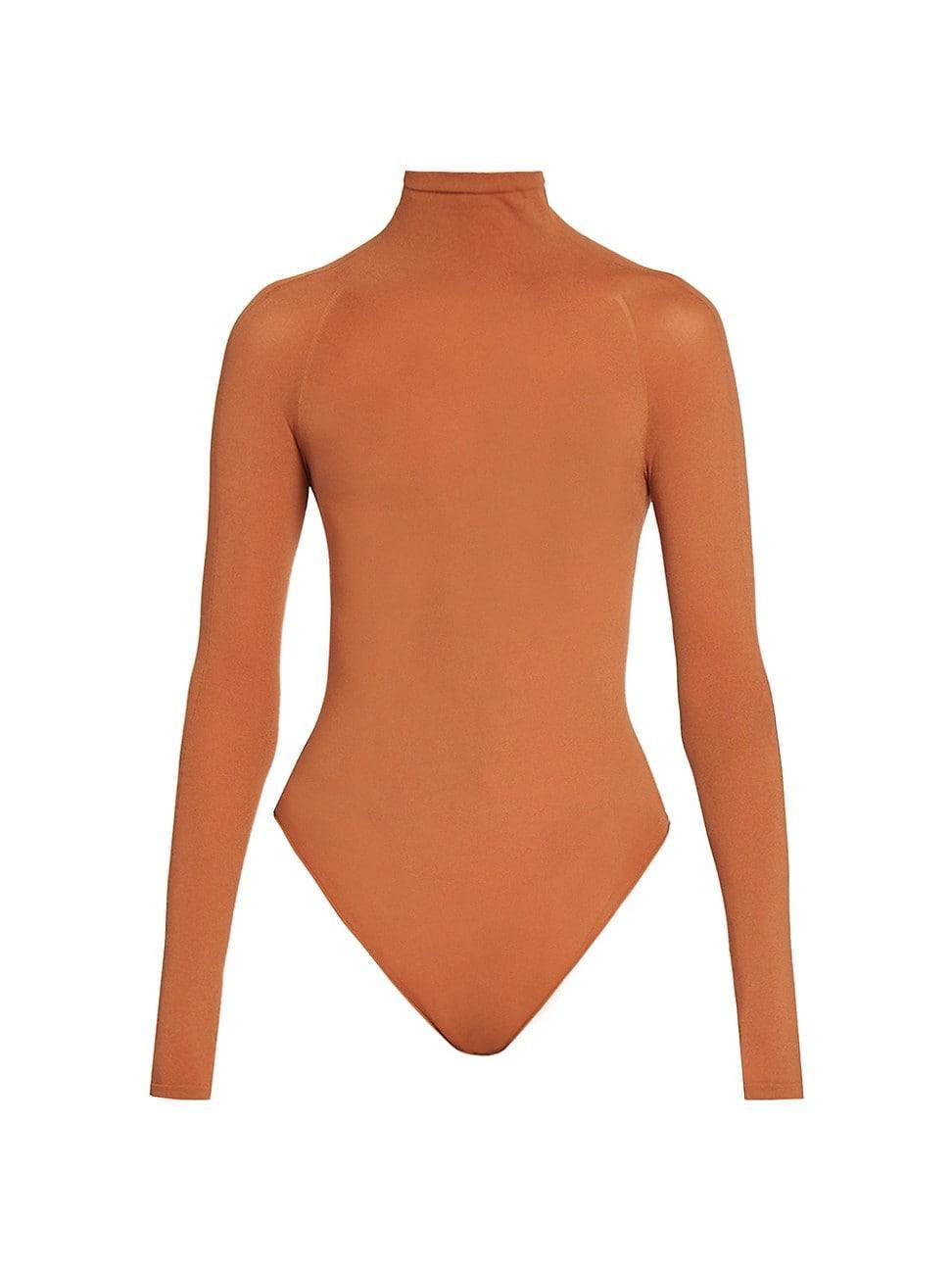 Womens String Long-Sleeve Turtleneck Bodysuit Product Image