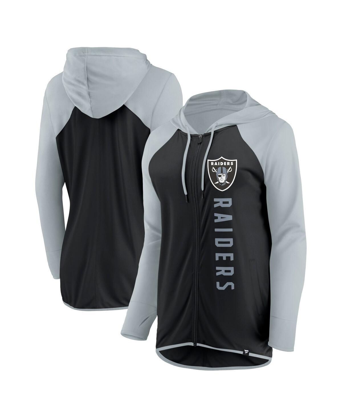 Womens Fanatics Branded Black/Silver Las Vegas Raiders Forever Fan Full-Zip Hoodie Product Image