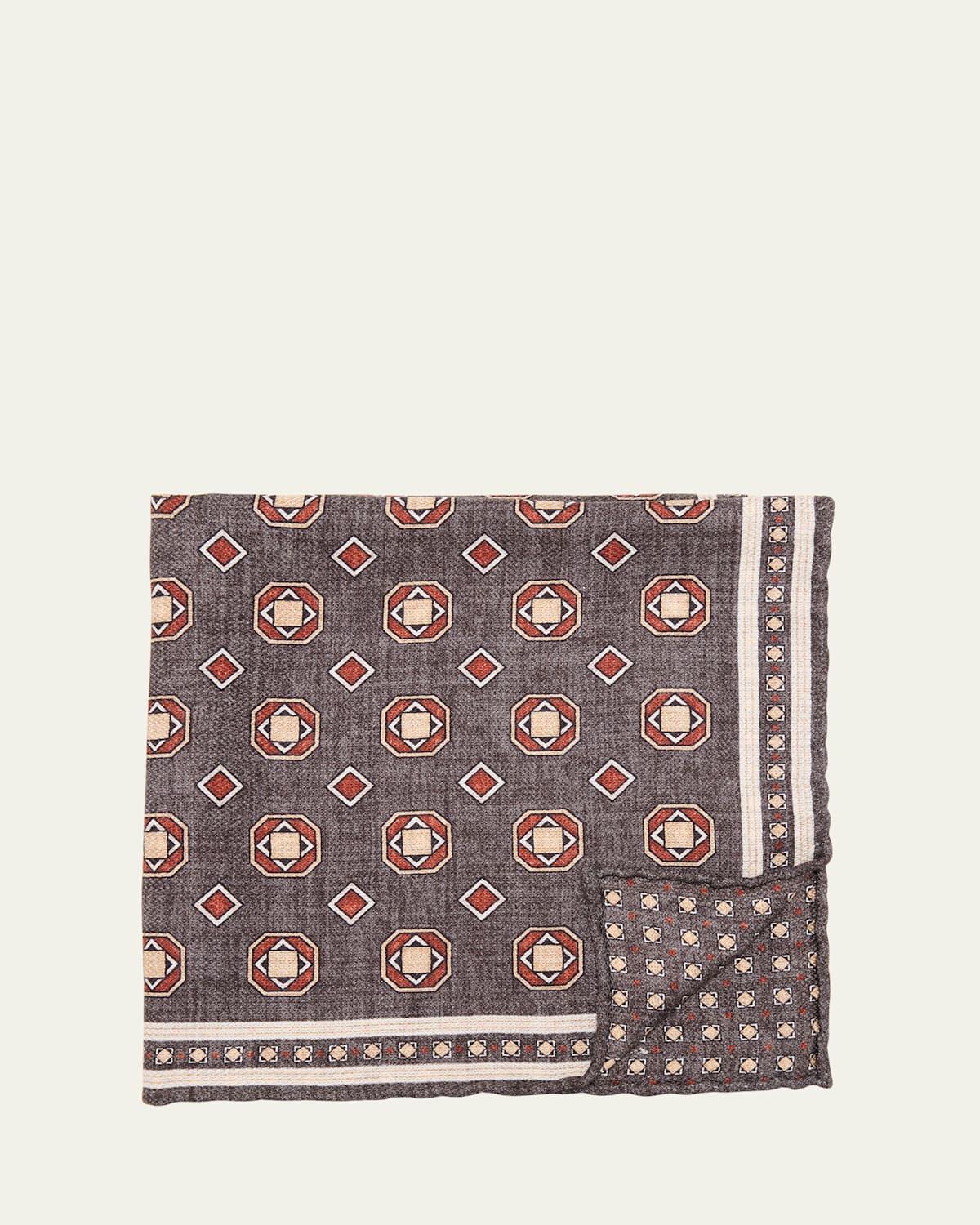 Men's Silk Geometric Pocket Square Product Image