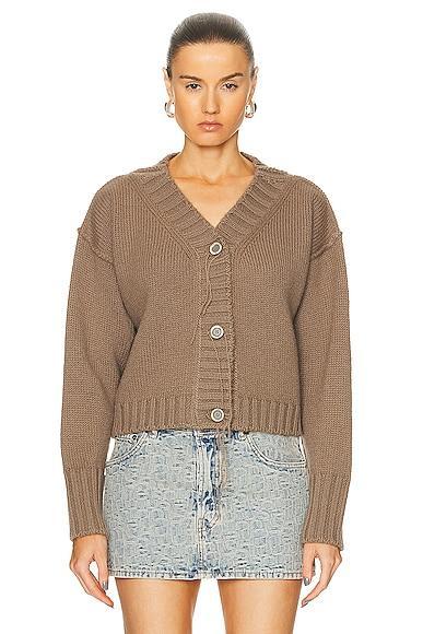 Acne Studios Cropped Cardigan in Brown Product Image