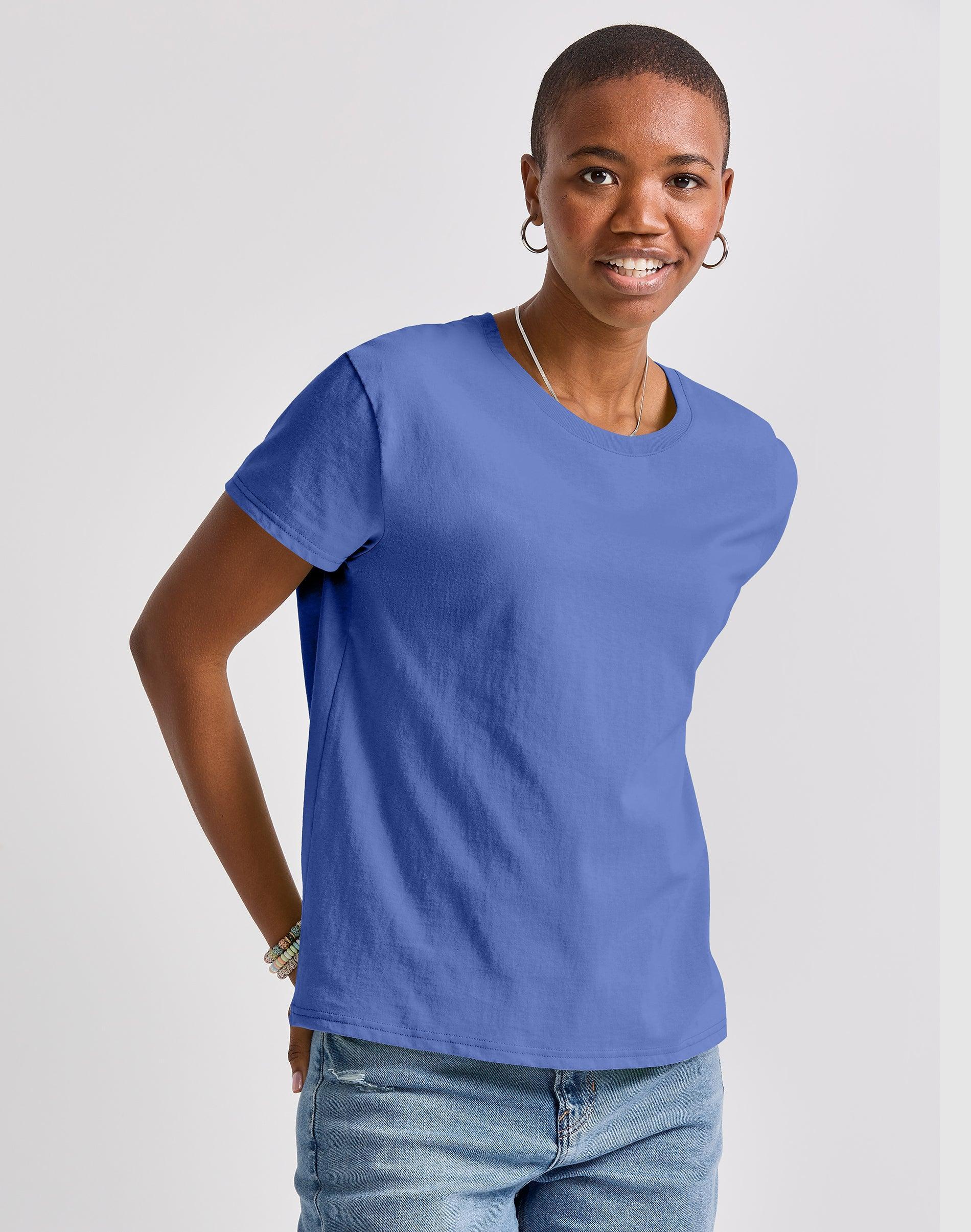 Hanes Essentials Womens Cotton T-Shirt, Oversized Fit Light Steel S Product Image