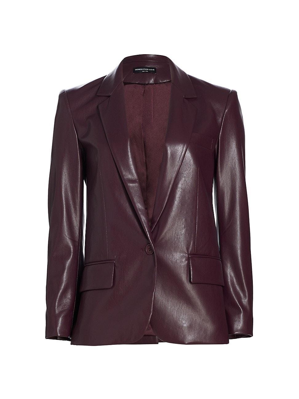 Womens Milan Vegan Leather Blazer Product Image