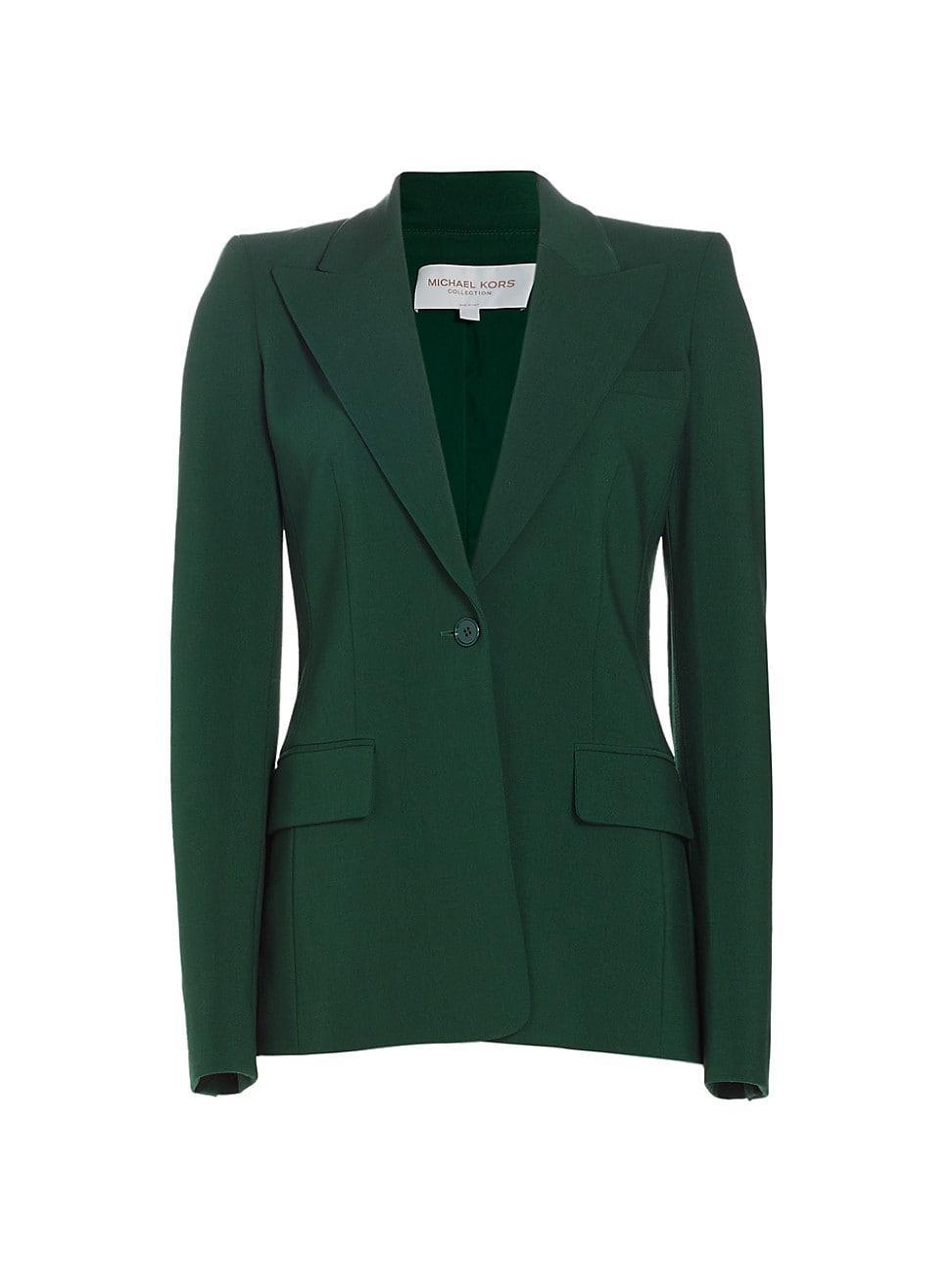 Michael Kors Collection Georgina One-Button Virgin Wool Blend Blazer Product Image