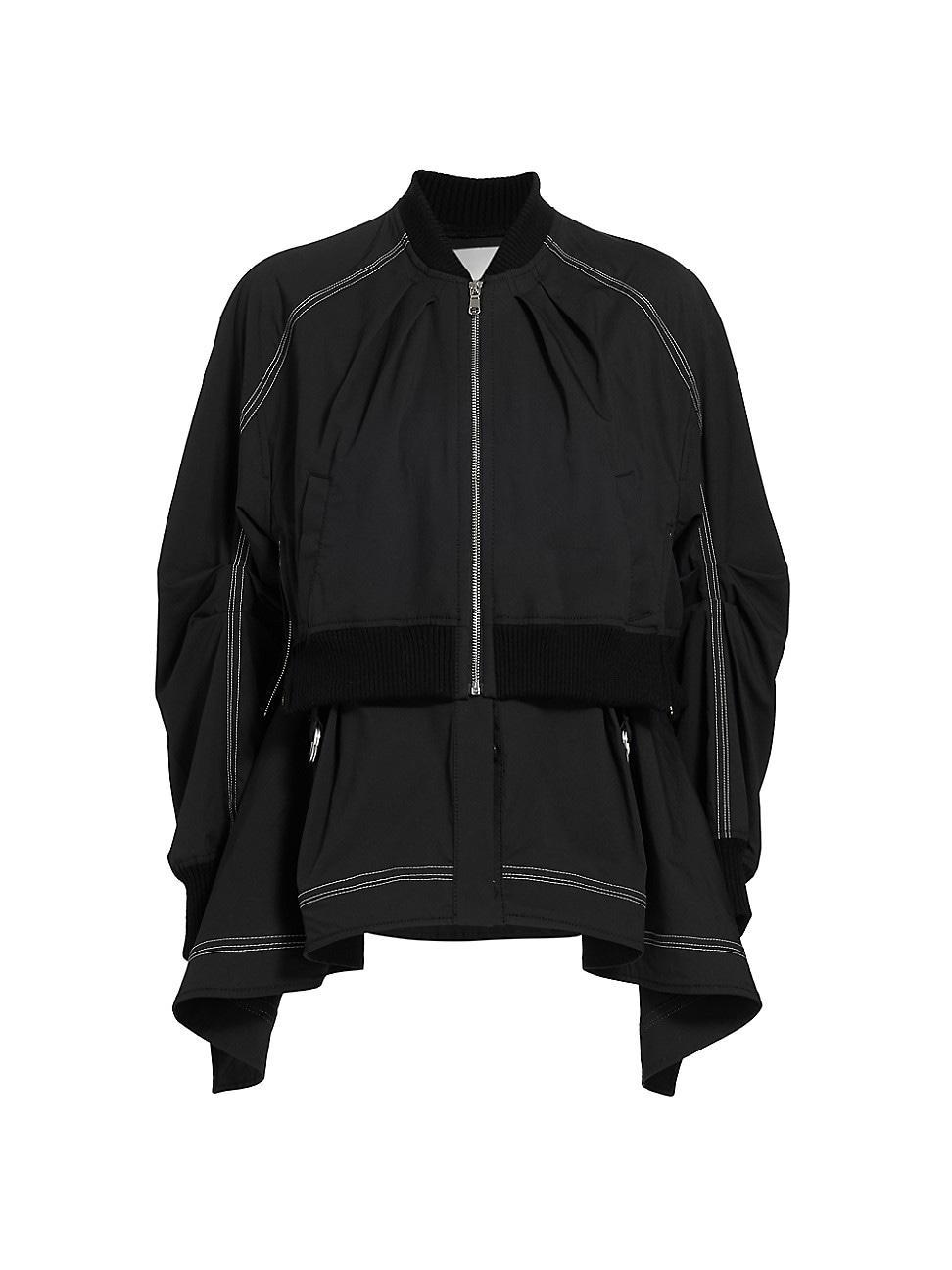 Womens Double-Layered Flared Bomber Jacket Product Image