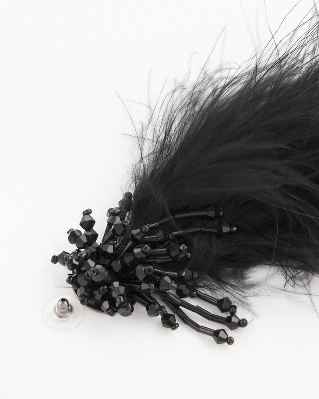 No Droop™ Black Feather Drop Earrings Product Image