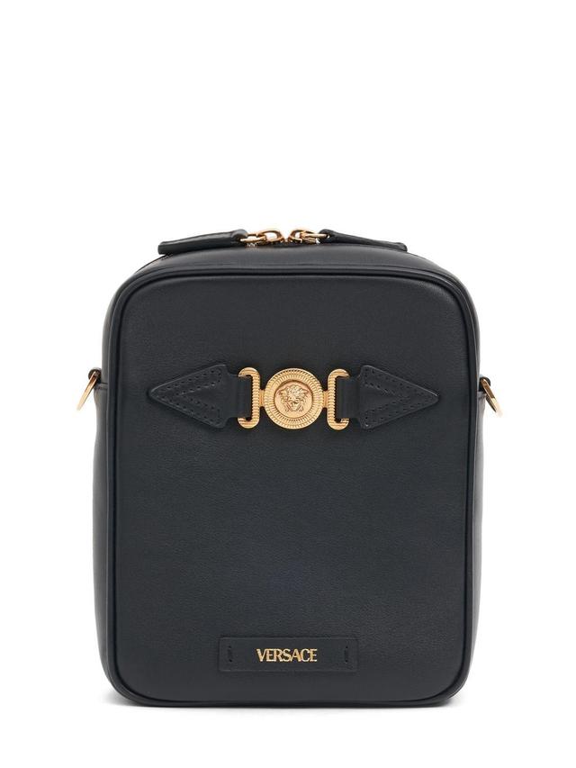 VERSACE Medusa Leather Crossbody Bag In Black Product Image