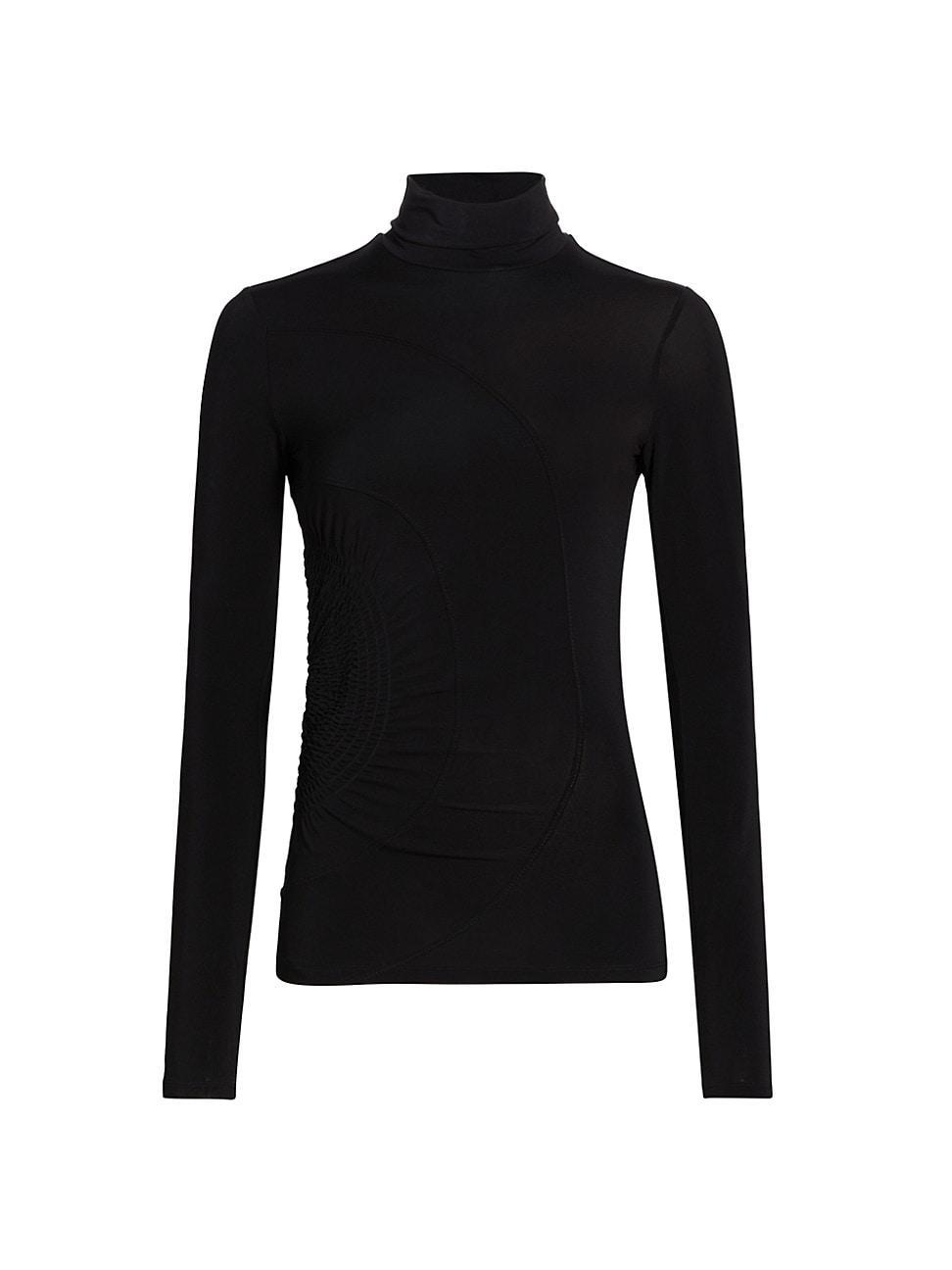 Womens Molly Smocked Jersey Turtleneck Top Product Image