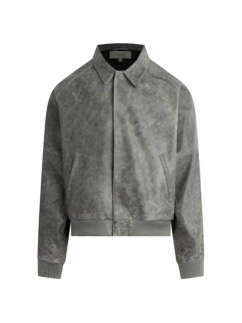 Men's Leather Bomber Jacket Product Image