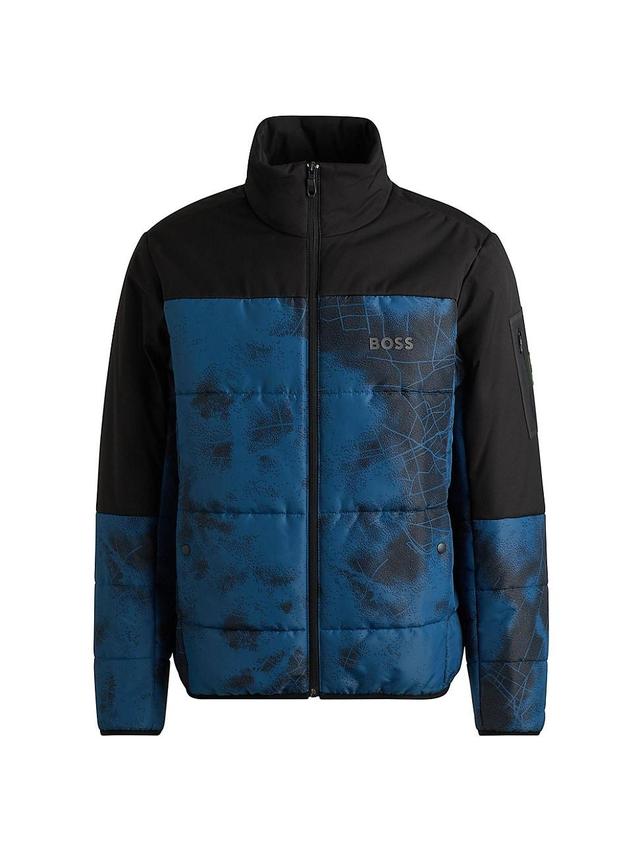 Mens Water Repellent Puffer Jacket with Logo Print Product Image