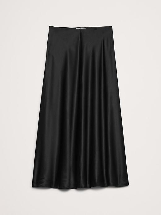 Bias-Cut Silk Midi Skirt Product Image