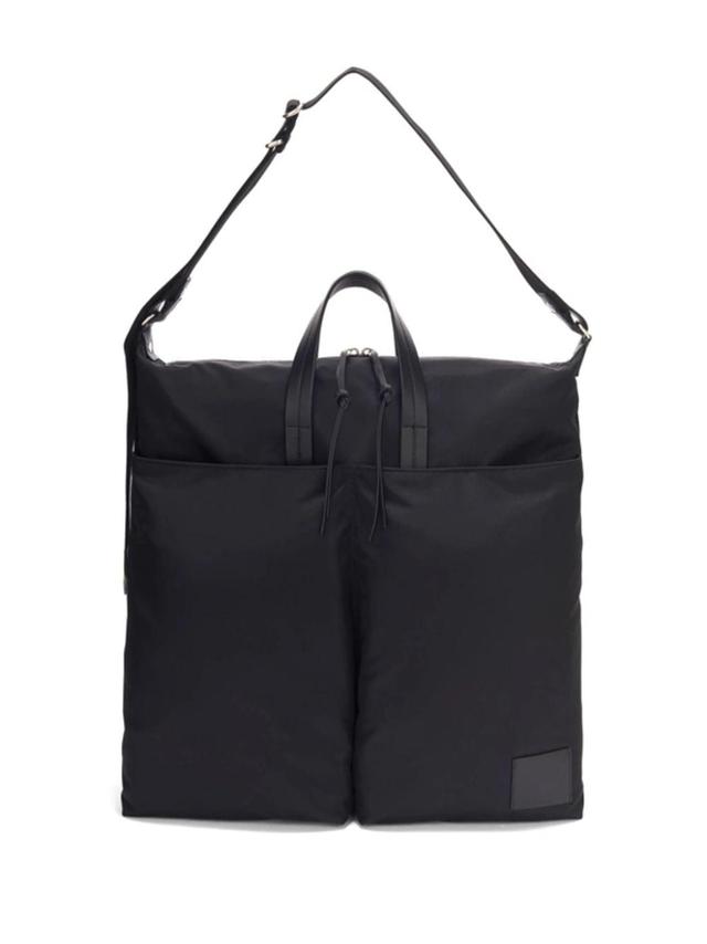 JIL SANDER Logo-patch Leather Tote Bag In Black Product Image