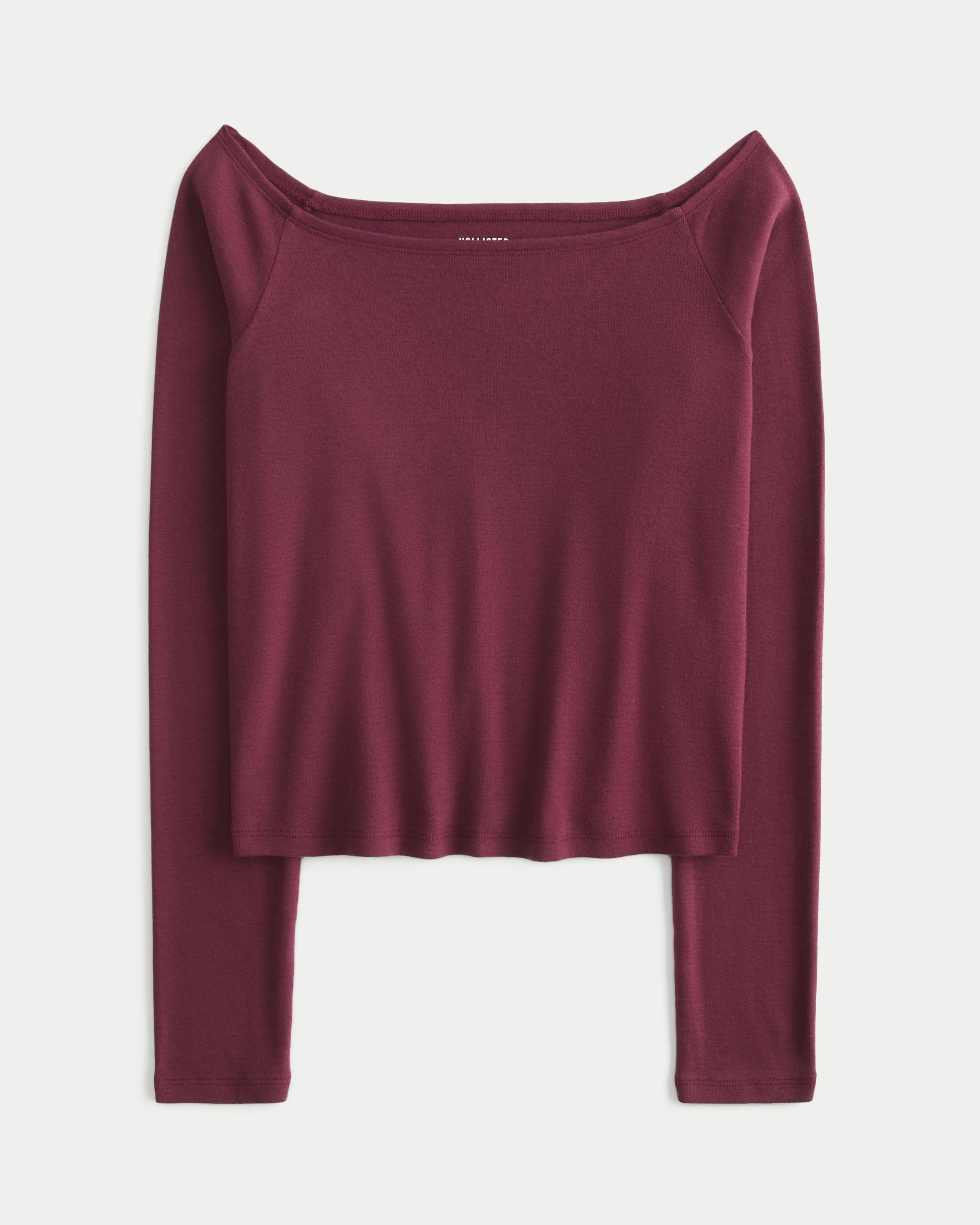 Long-Sleeve Off-the-Shoulder Top Product Image