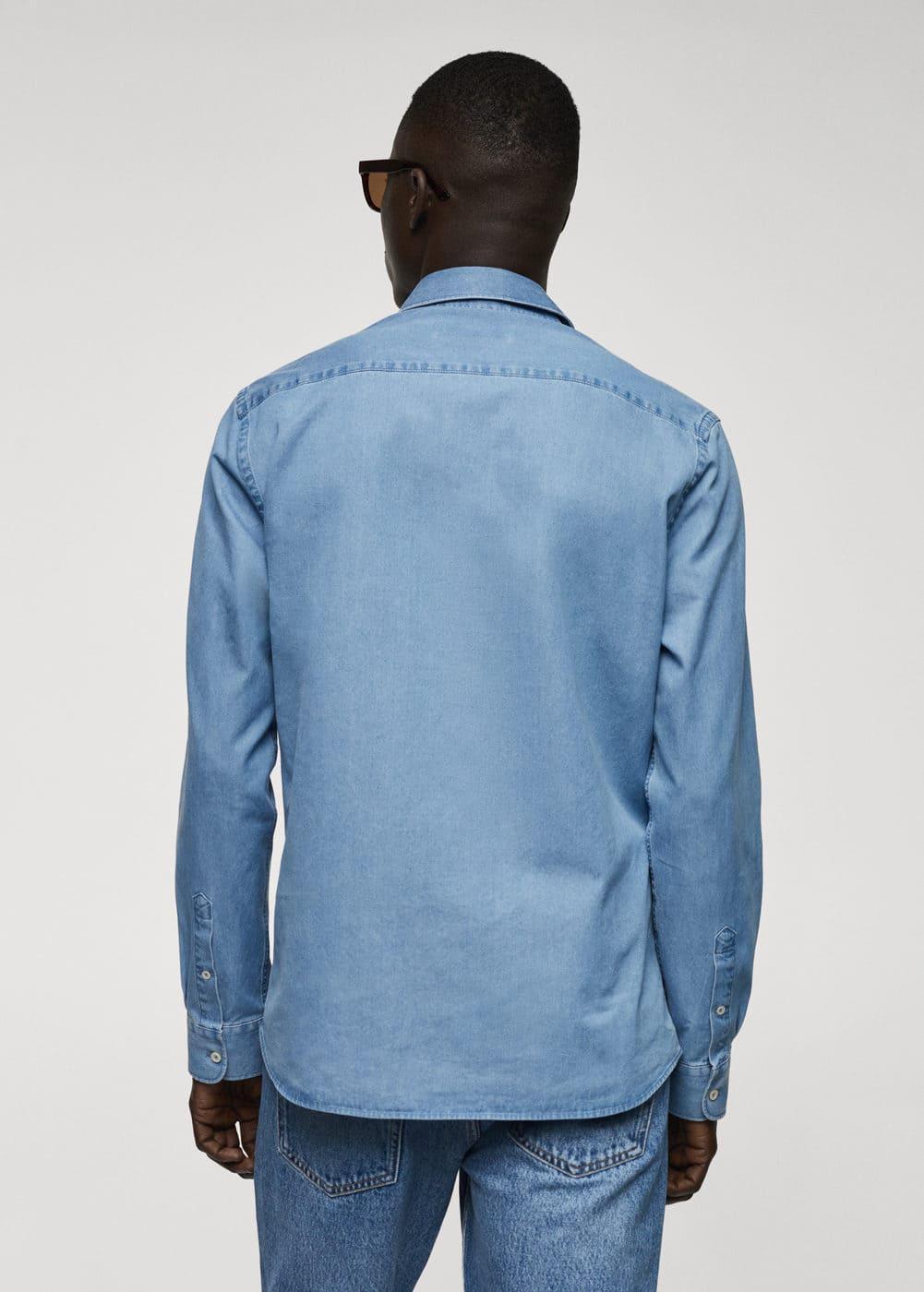 MANGO MAN - Regular-fit cotton chambray shirt light blueMen Product Image