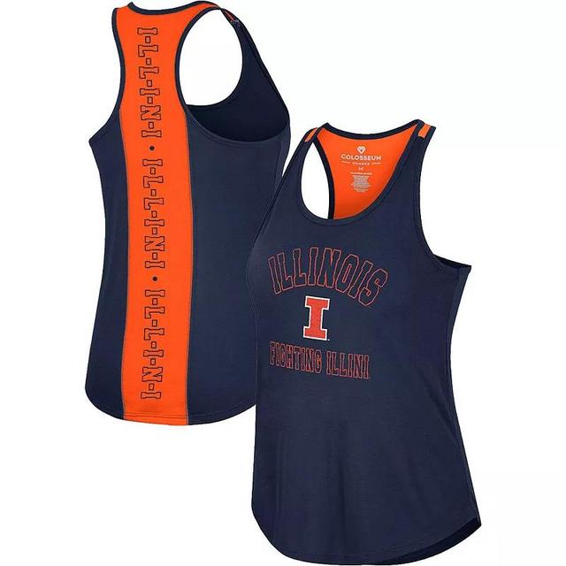 Womens Colosseum Illinois Fighting Illini 10 Days Racerback Scoop Neck Tank Top Blue Product Image