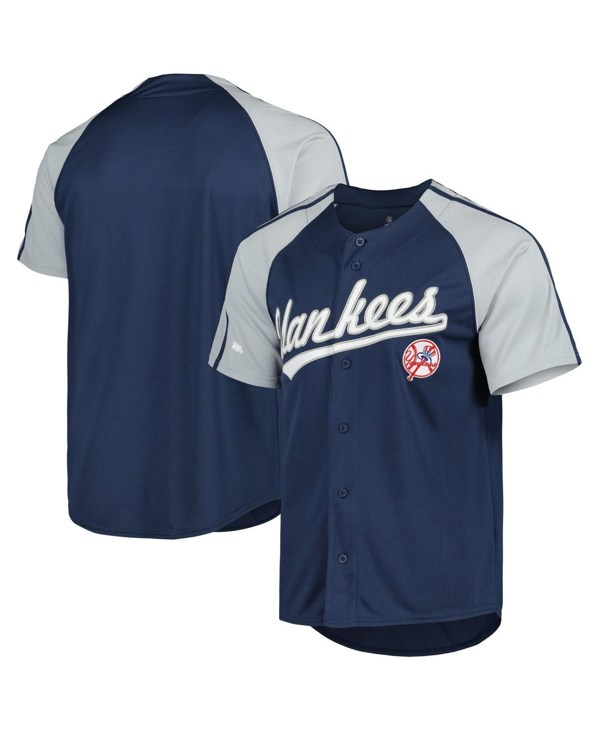 Mens Stitches New York Yankees Button-Down Raglan Fashion Jersey Blue Product Image