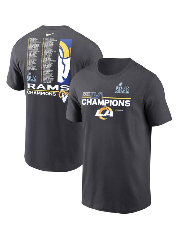 Mens Nike Anthracite Los Angeles Rams Super Bowl Lvi Champions Roster T-shirt Product Image