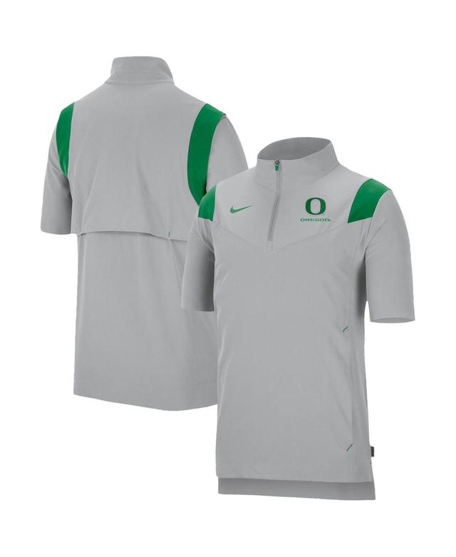 NIKE Men's  Gray Oregon Ducks Coach Short Sleeve Quarter-zip Jacket Product Image