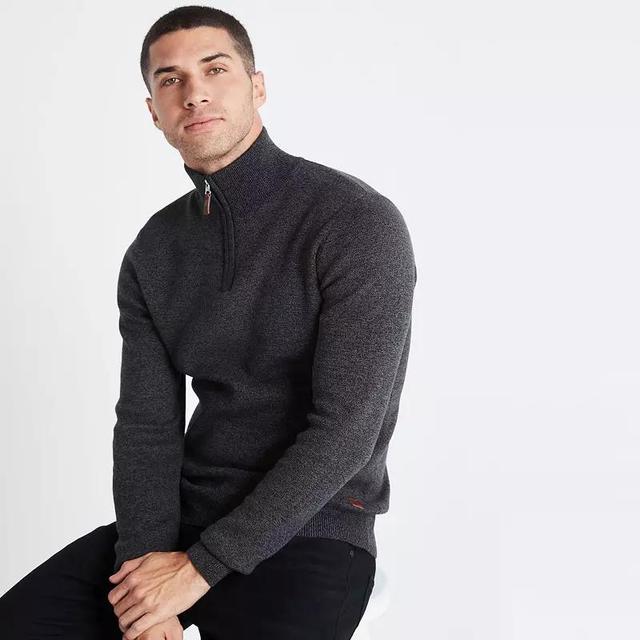 Mens NEXT Quarter Zip Crewneck Knit Shirt Grey Gray Product Image