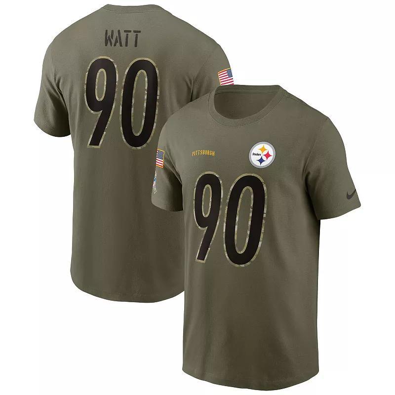 Mens Nike T.J. Watt Olive Pittsburgh Steelers 2022 Salute To Service Name & Number T-Shirt Product Image