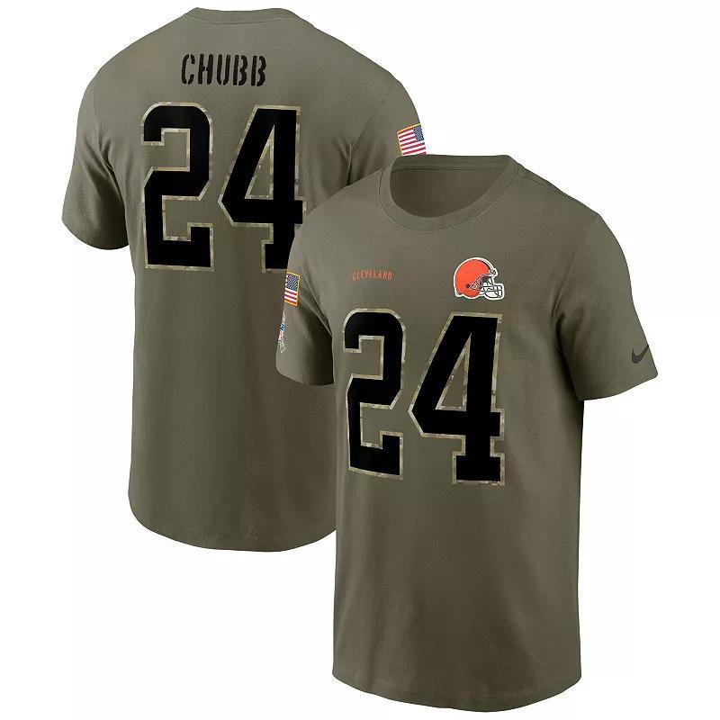 Mens Nike Nick Chubb Olive Cleveland Browns 2022 Salute To Service Name & Number T-Shirt Product Image