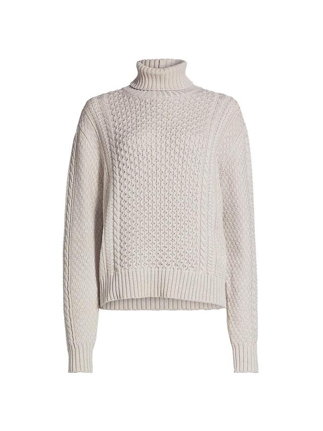 Womens Wool-Blend Fisherman Turtleneck Sweater Product Image