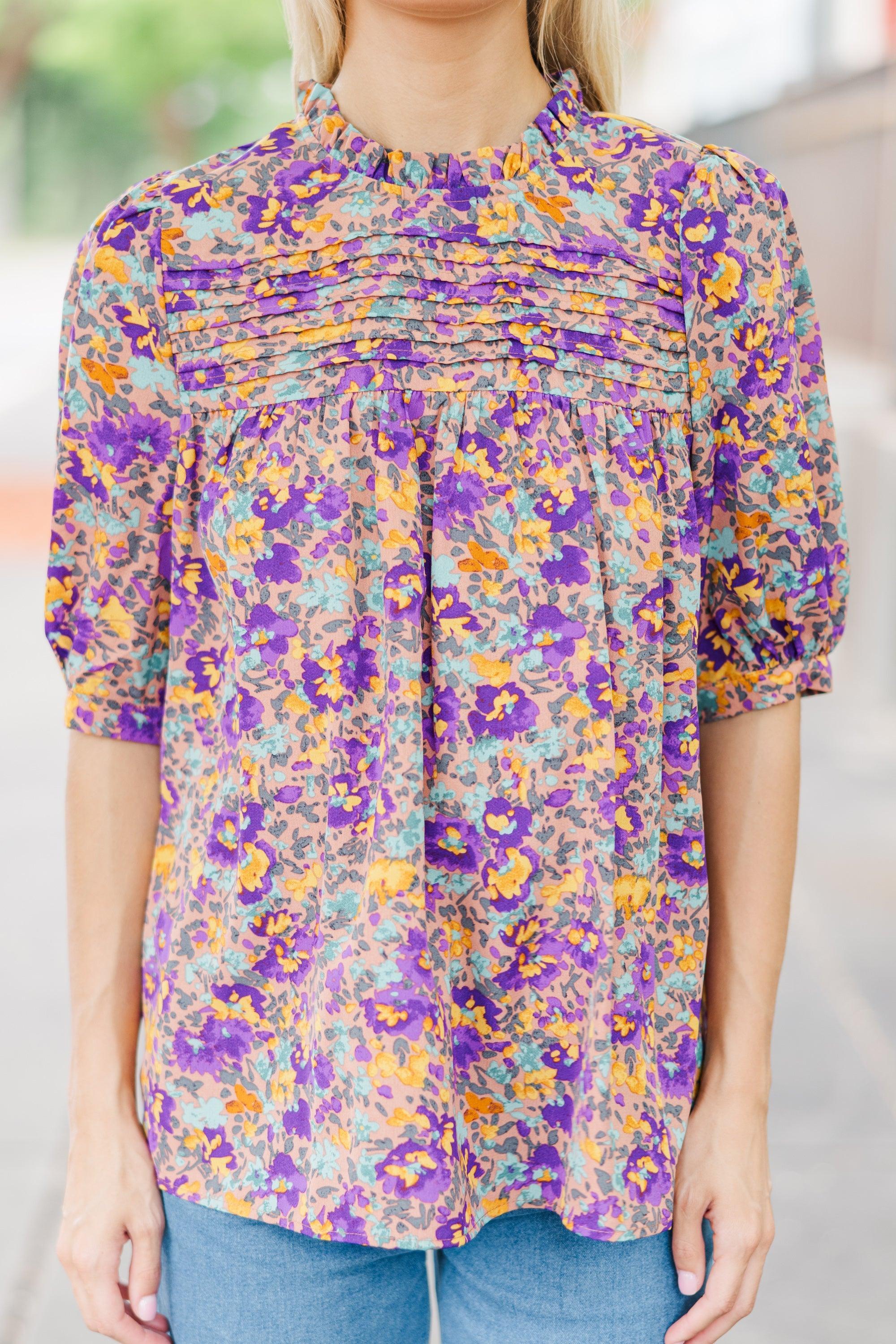 Make A Choice Purple Ditsy Floral Blouse Female Product Image