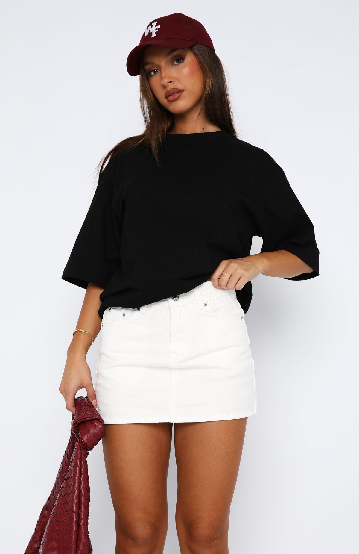 Know It All Low Rise Denim Mini Skirt White Product Image