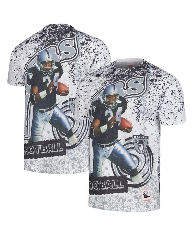 Mens Mitchell & Ness Bo Jackson White Las Vegas Raiders Retired Player Name & Number Burst T-Shirt Product Image