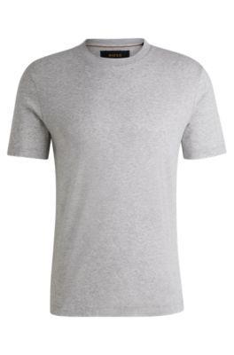 HUGO BOSS Regular-fit Crew-neck T-shirt In Mercerized Cotton In Light Grey Product Image