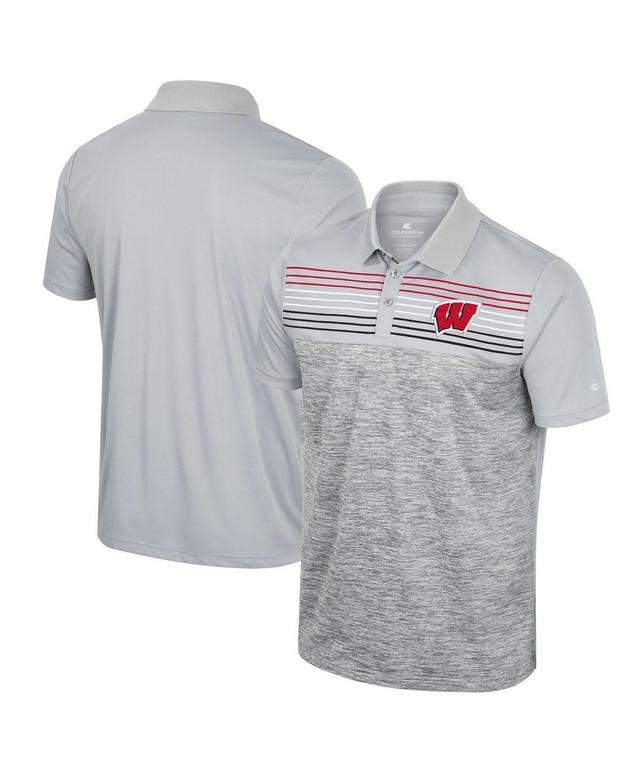 Mens Colosseum Gray Wisconsin Badgers Cybernetic Polo Shirt Product Image