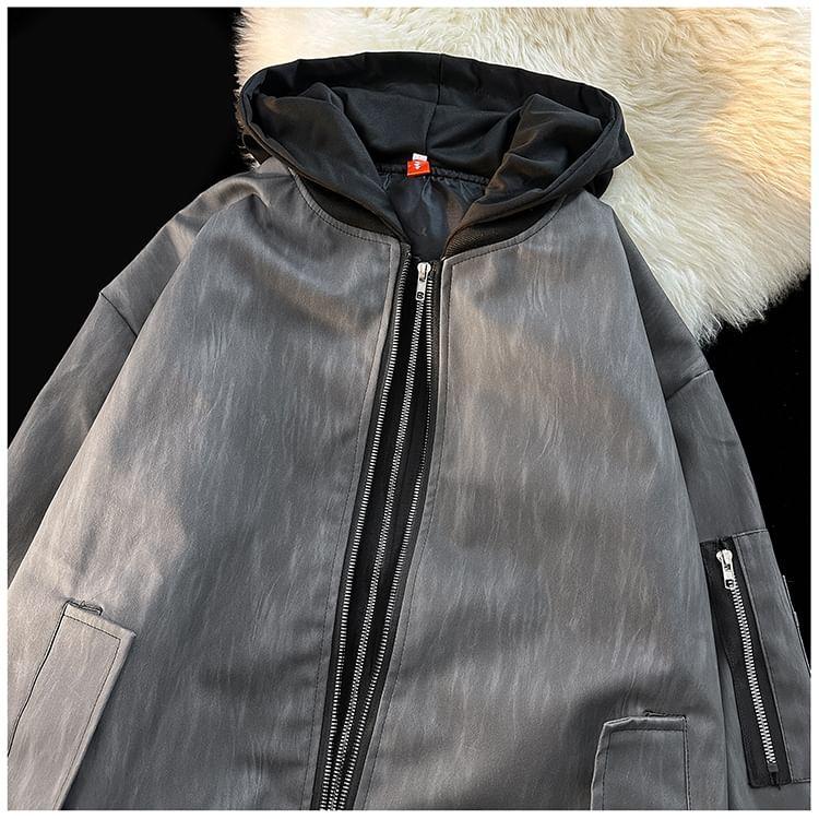 Patterned Hooded Zip Jacket Product Image