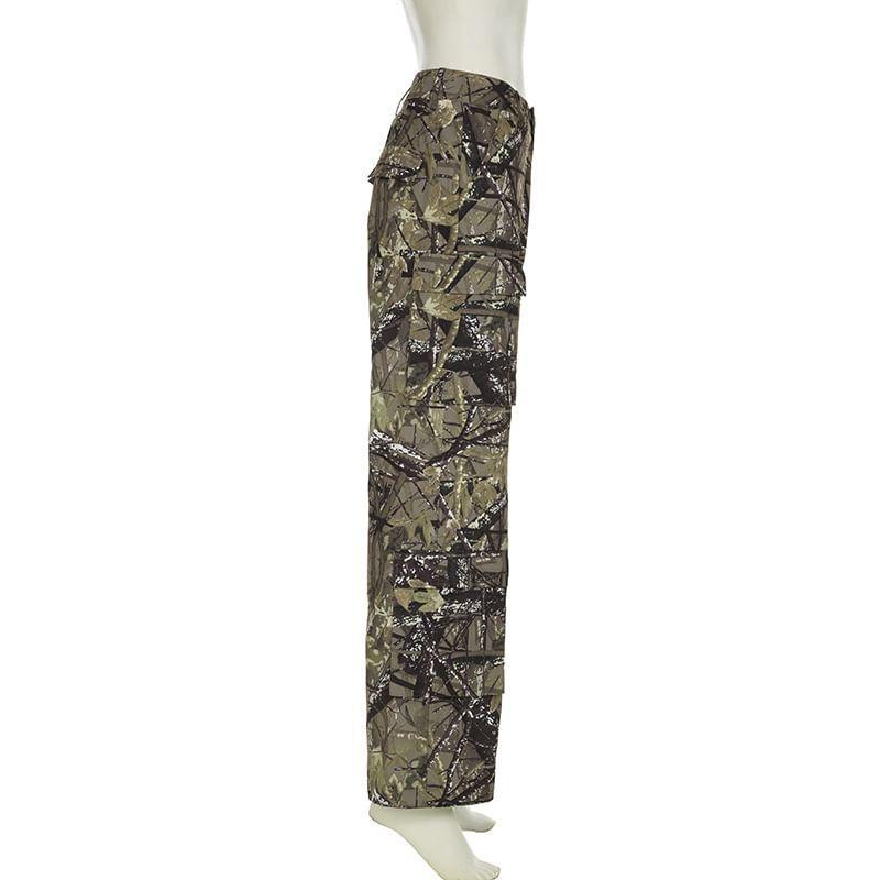 Mid Rise Camouflage Wide Leg Cargo Pants product image