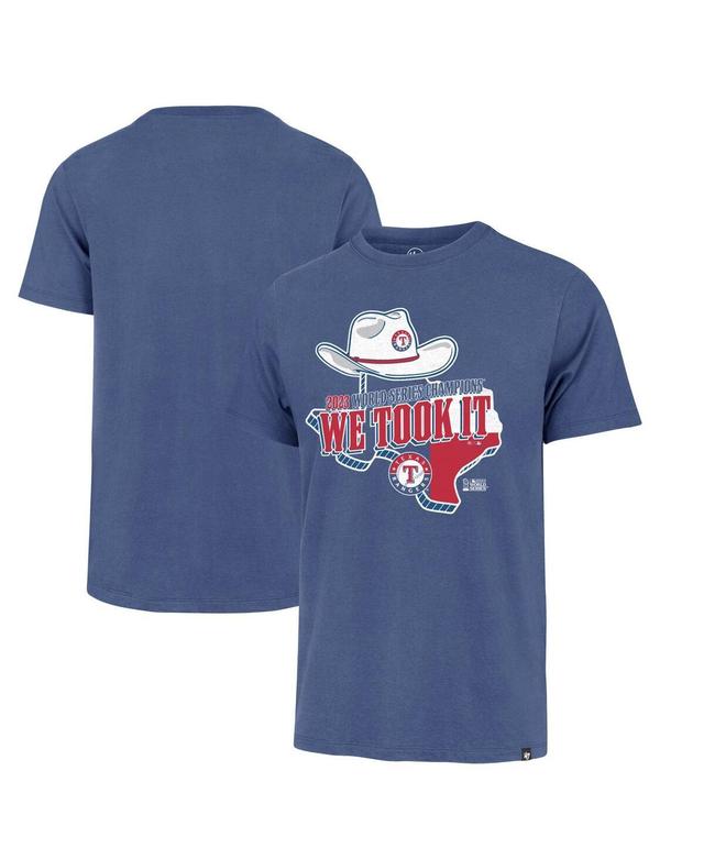 Mens 47 Brand Royal Texas Rangers 2023 World Series Champions Local Playoff Franklin T-shirt Product Image