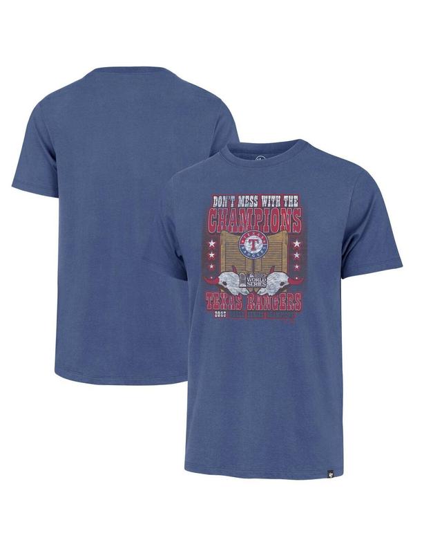 Mens 47 Brand Royal Texas Rangers 2023 World Series Champions Local Playoff Franklin T-shirt Product Image