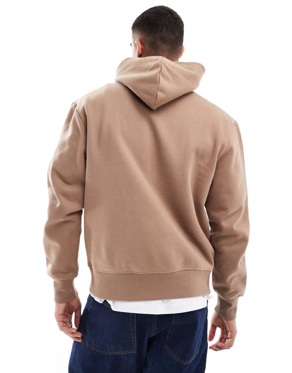 ASOS DESIGN premium heavyweight oversized hoodie in beige Product Image