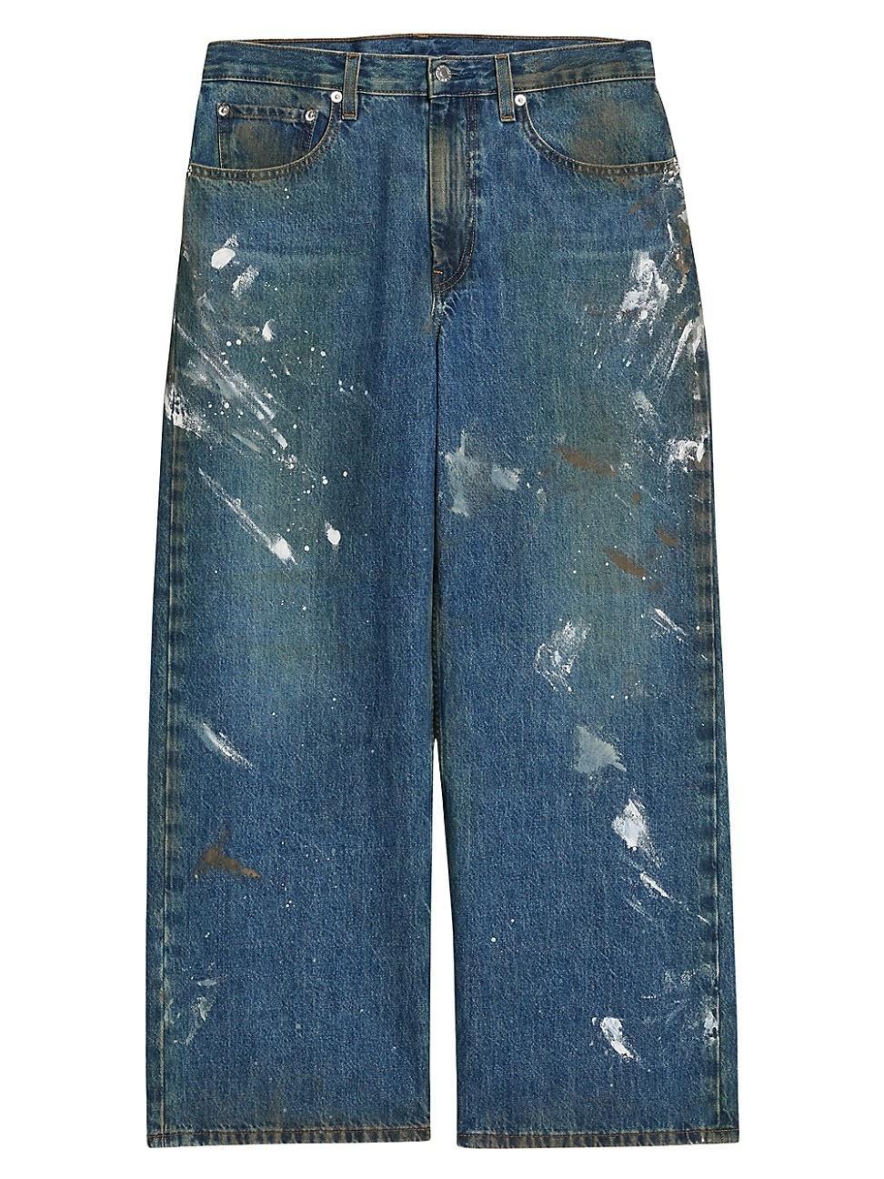 Womens Cropped Wide-Leg Painted Jeans product image