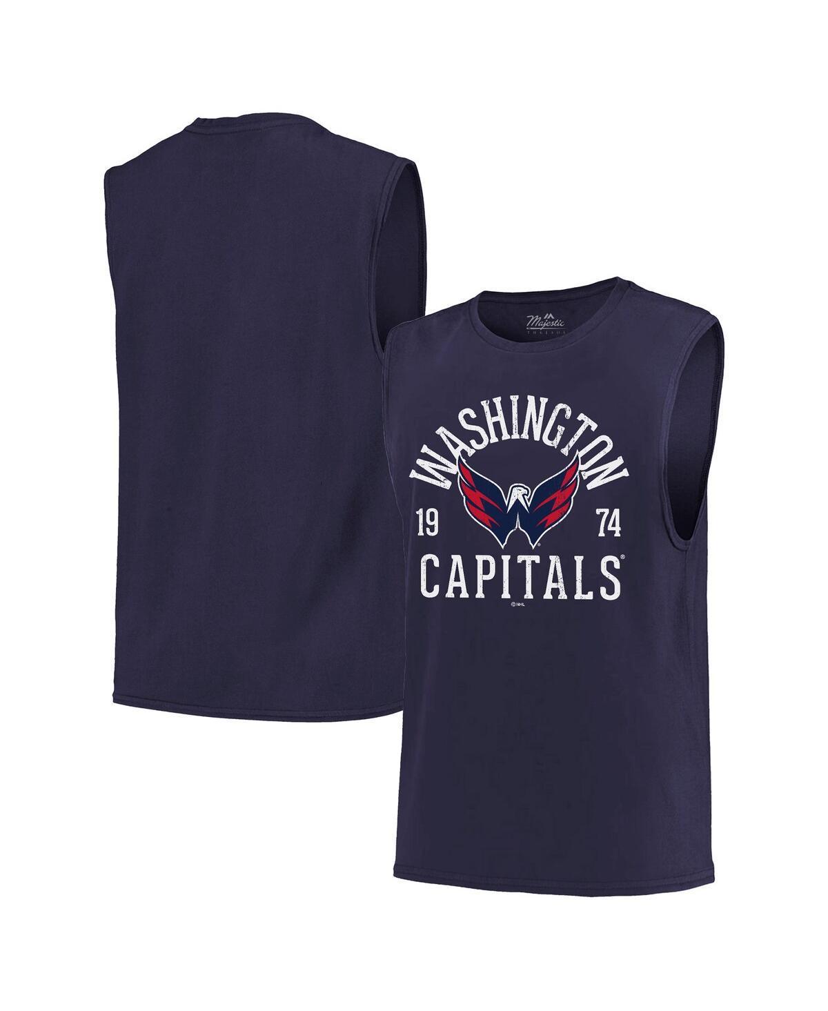 Mens Majestic Threads Navy Washington Capitals Softhand Muscle Tank Top Product Image