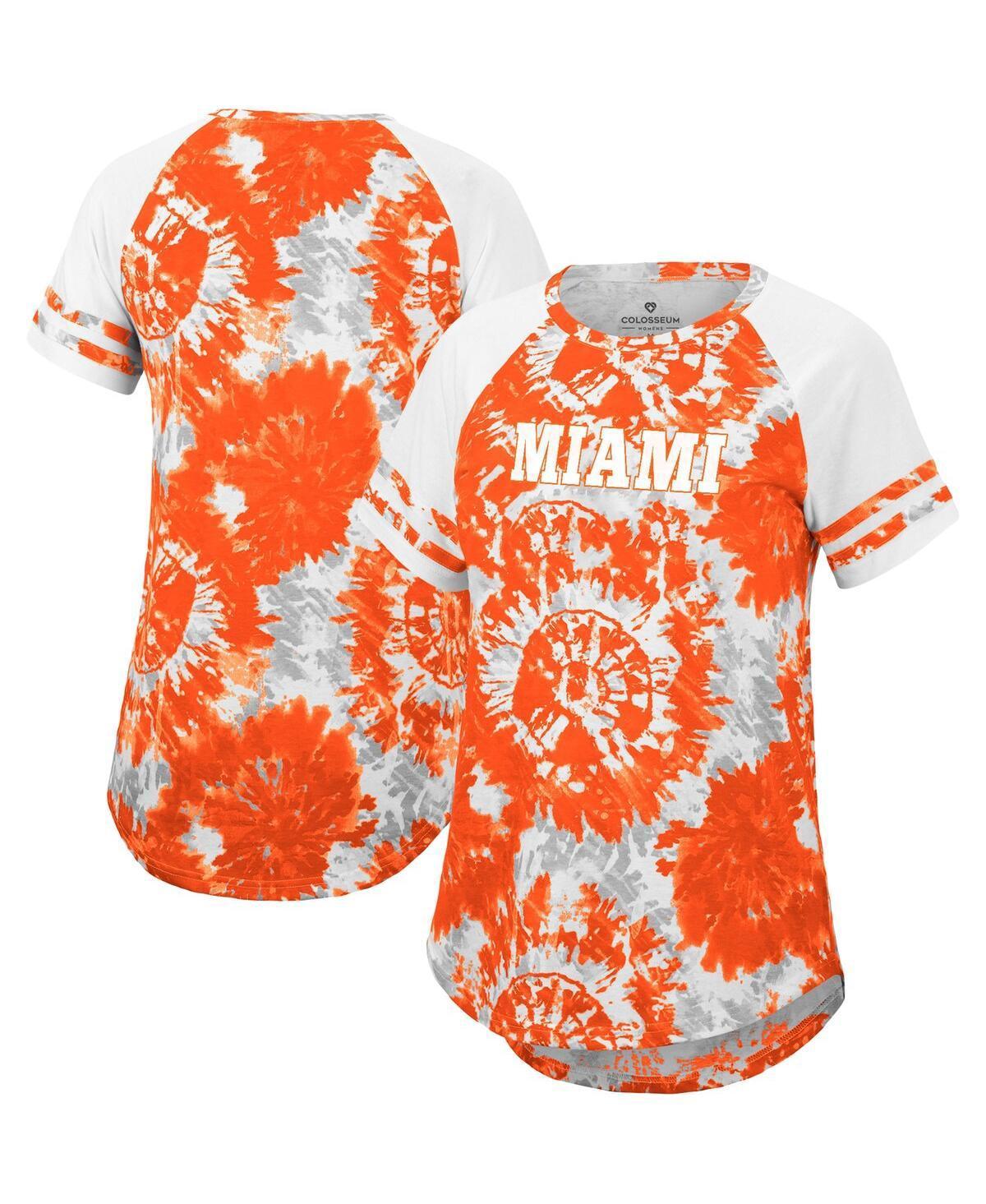 Womens Colosseum /White Miami Hurricanes Annie Oversized Tie-Dye Raglan T-Shirt Product Image