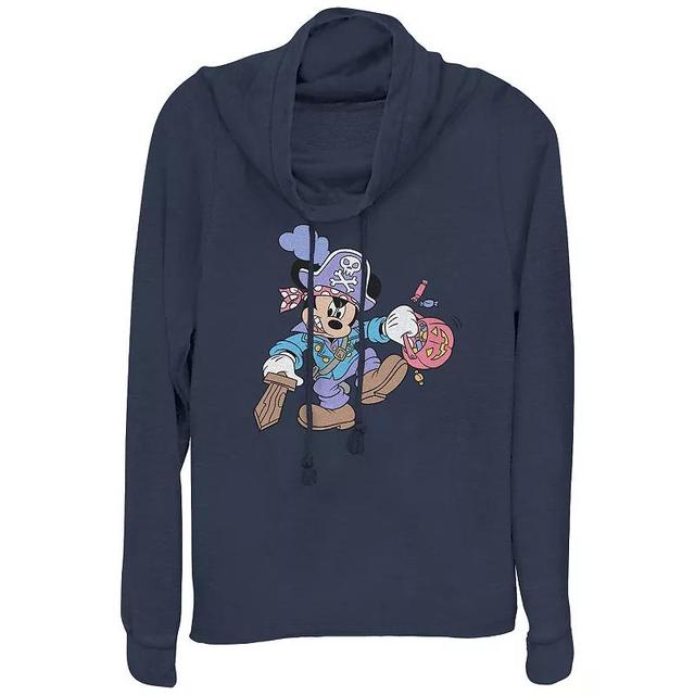 Disneys Mickey Mouse Pirate Trick Or Treater Plus Size Cowlneck Graphic Lightweight Long Sleeve, Womens Blue Product Image